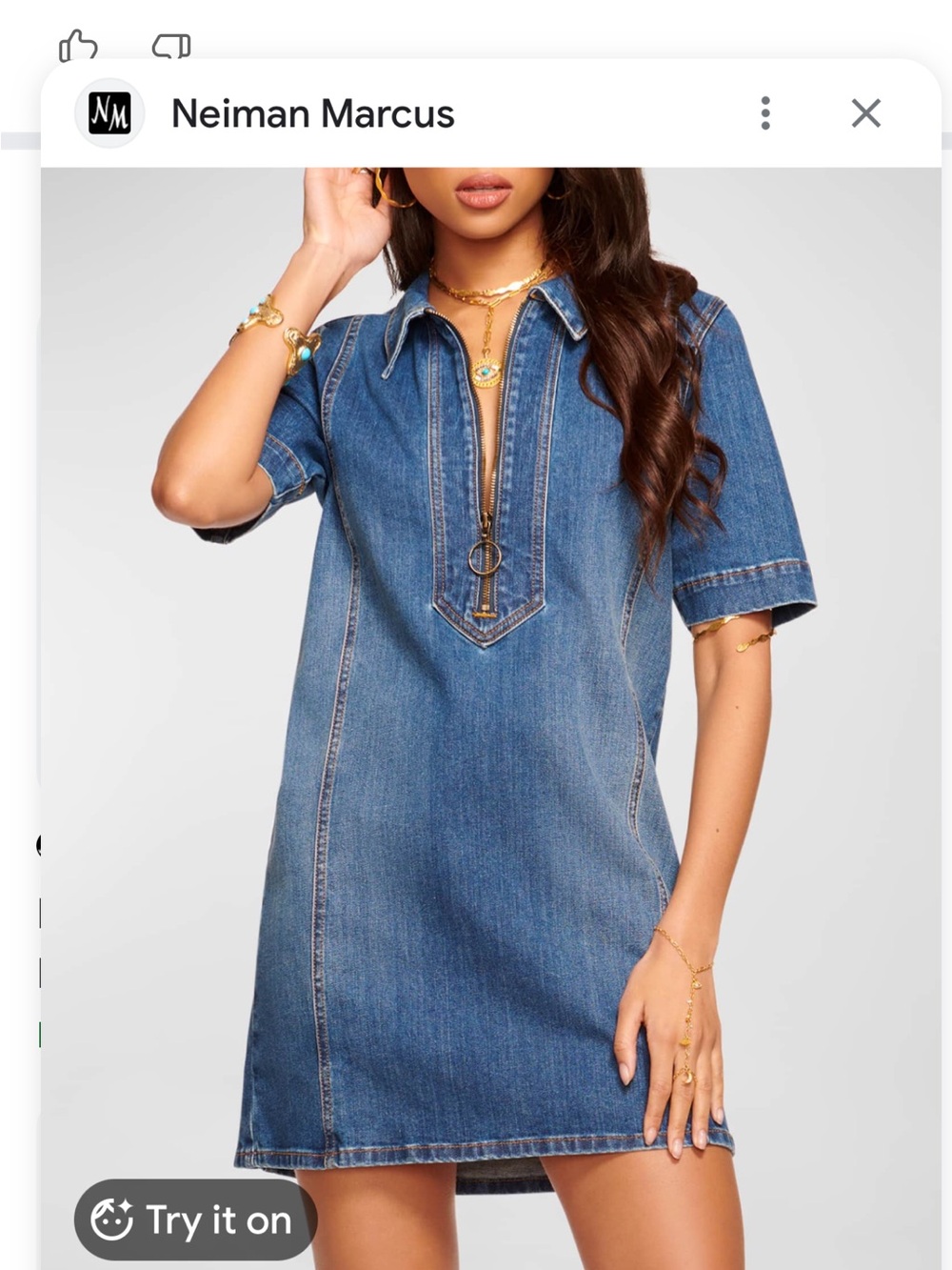 Ramy Brook Blue Denim Zip-Front Polo Dress